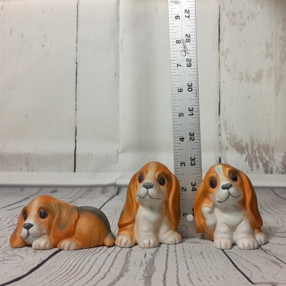 Puppy Dog Basset Hound Figurines Set of 3 Homco Home Interiors #1407 - Picture 9 of 10